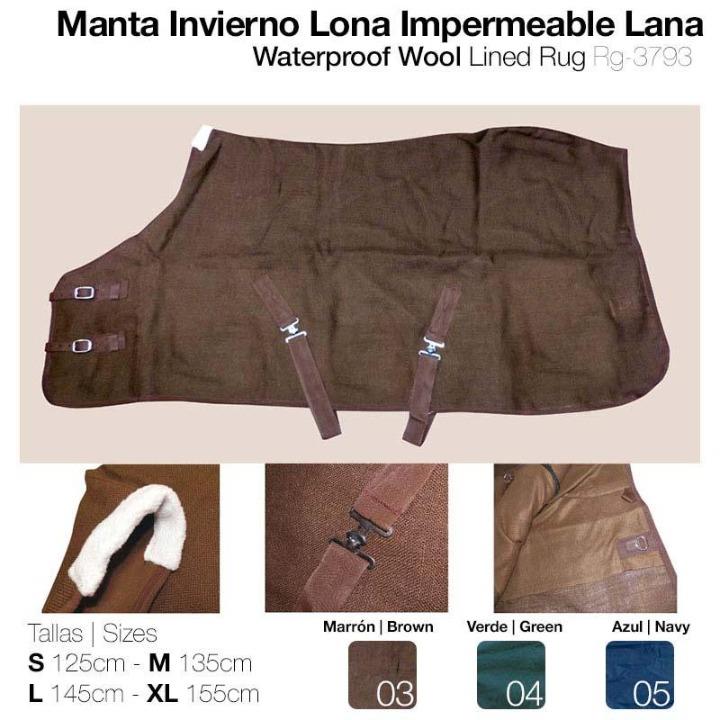 MANTA INVIERNO LONA IMPERMEABLE LANA VERDE XL